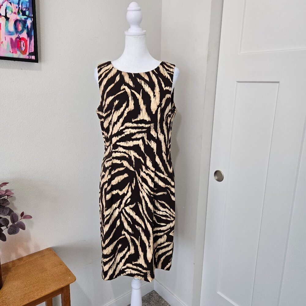 Nordstrom Connection Apparel Animal Print Sleeveless Shift Dress Sz 10